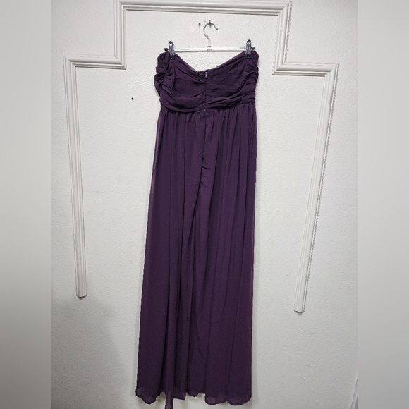 Lulus Luxe Favorite Dark Purple Strapless Ruched Maxi Dress L Wedding Party Prom - Picture 8 of 9